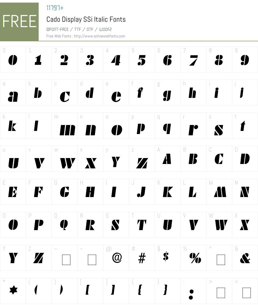 Cado Display SSi Font Screenshots