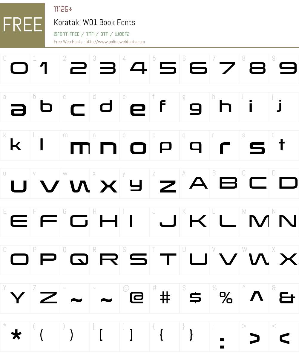 KoratakiW01-Book Font Screenshots