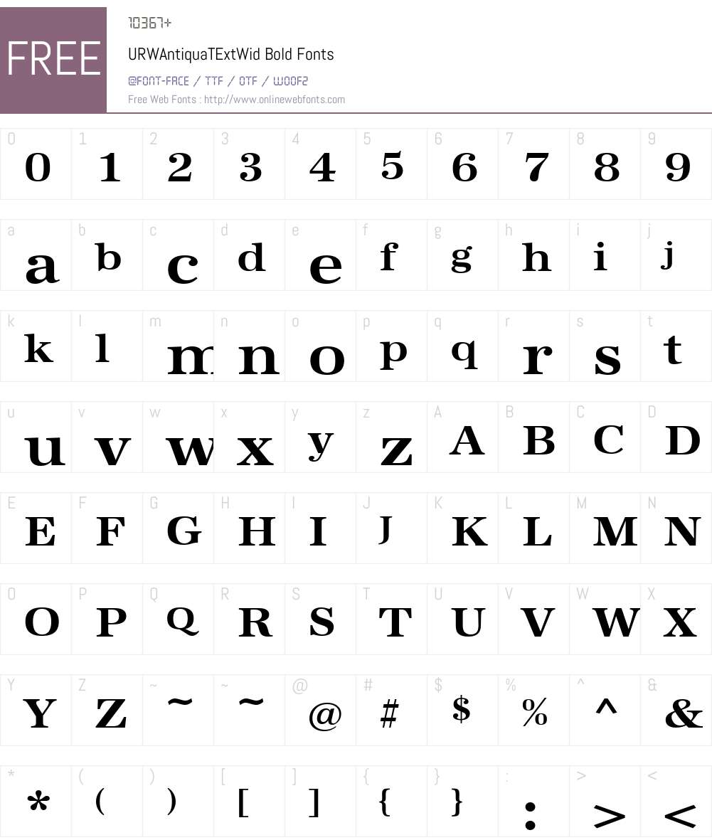 URWAntiquaTExtWid Font Screenshots