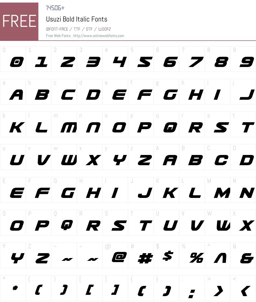 Usuzi Bold Italic Font Screenshots