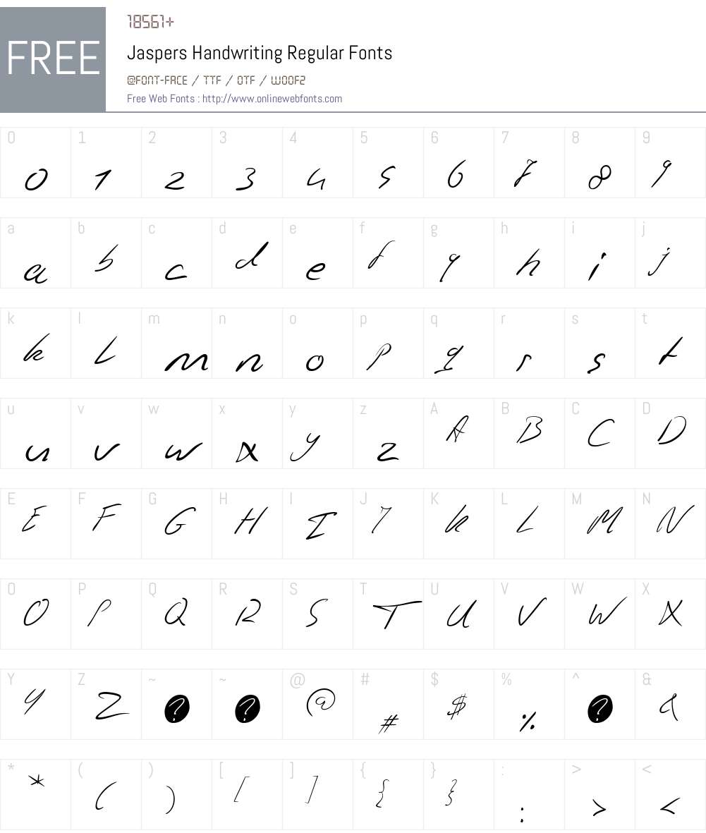 Jaspers Handwriting Font Screenshots