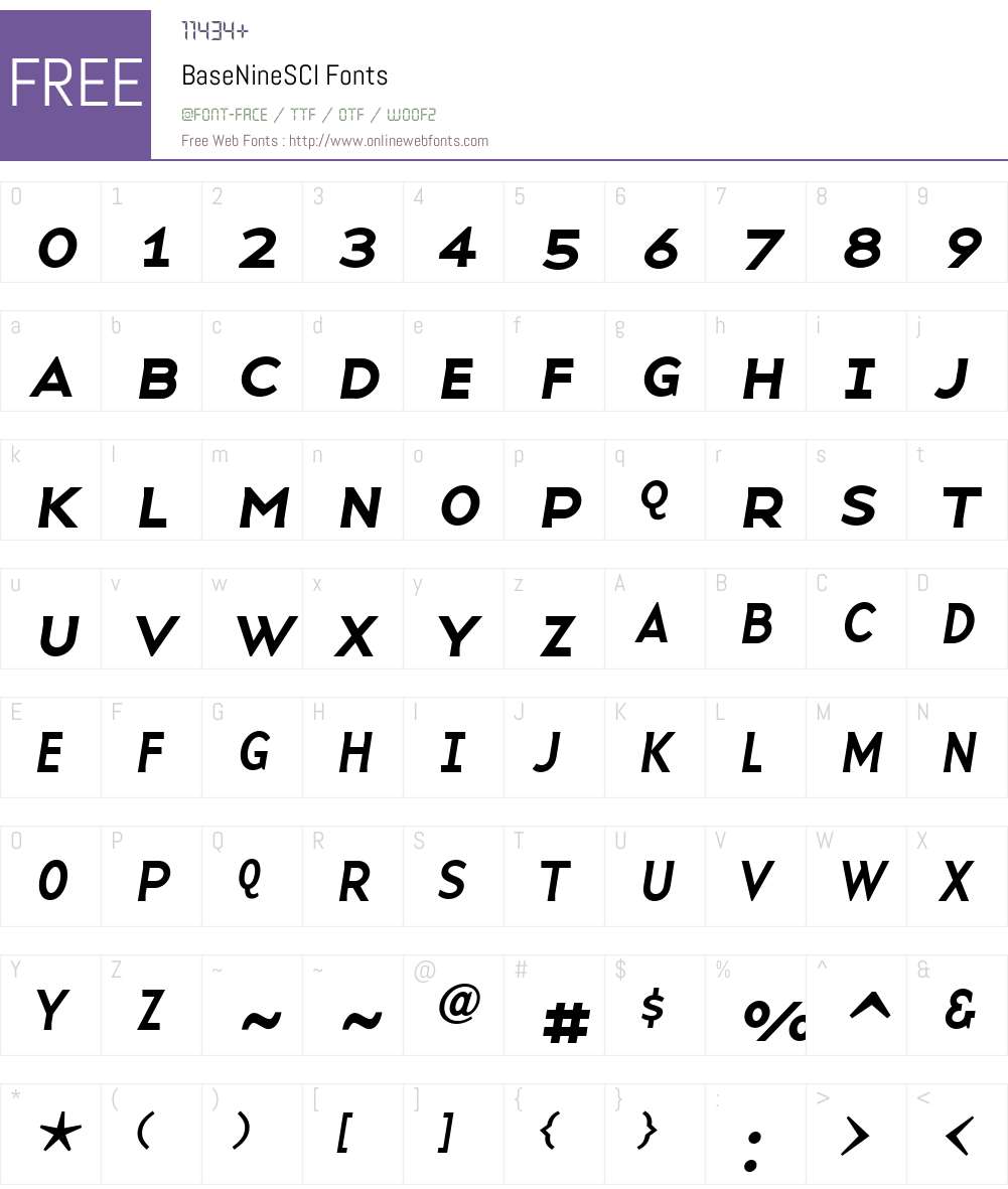 BaseNineSCI Font Screenshots
