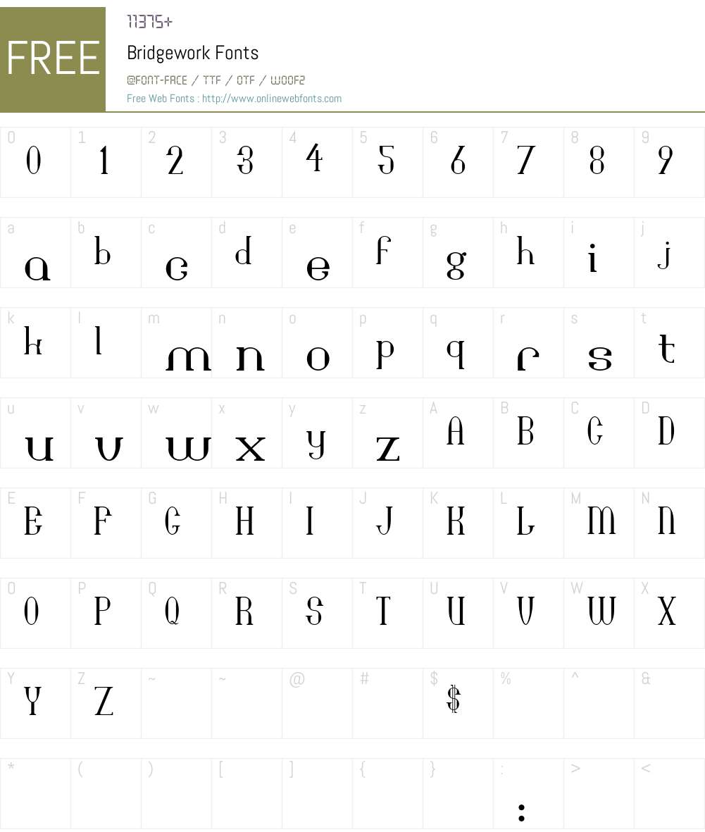 Bridgework Font Screenshots