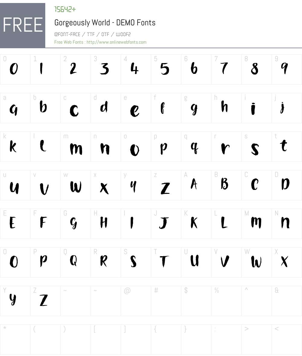 Gorgeously World DEMO Font Screenshots