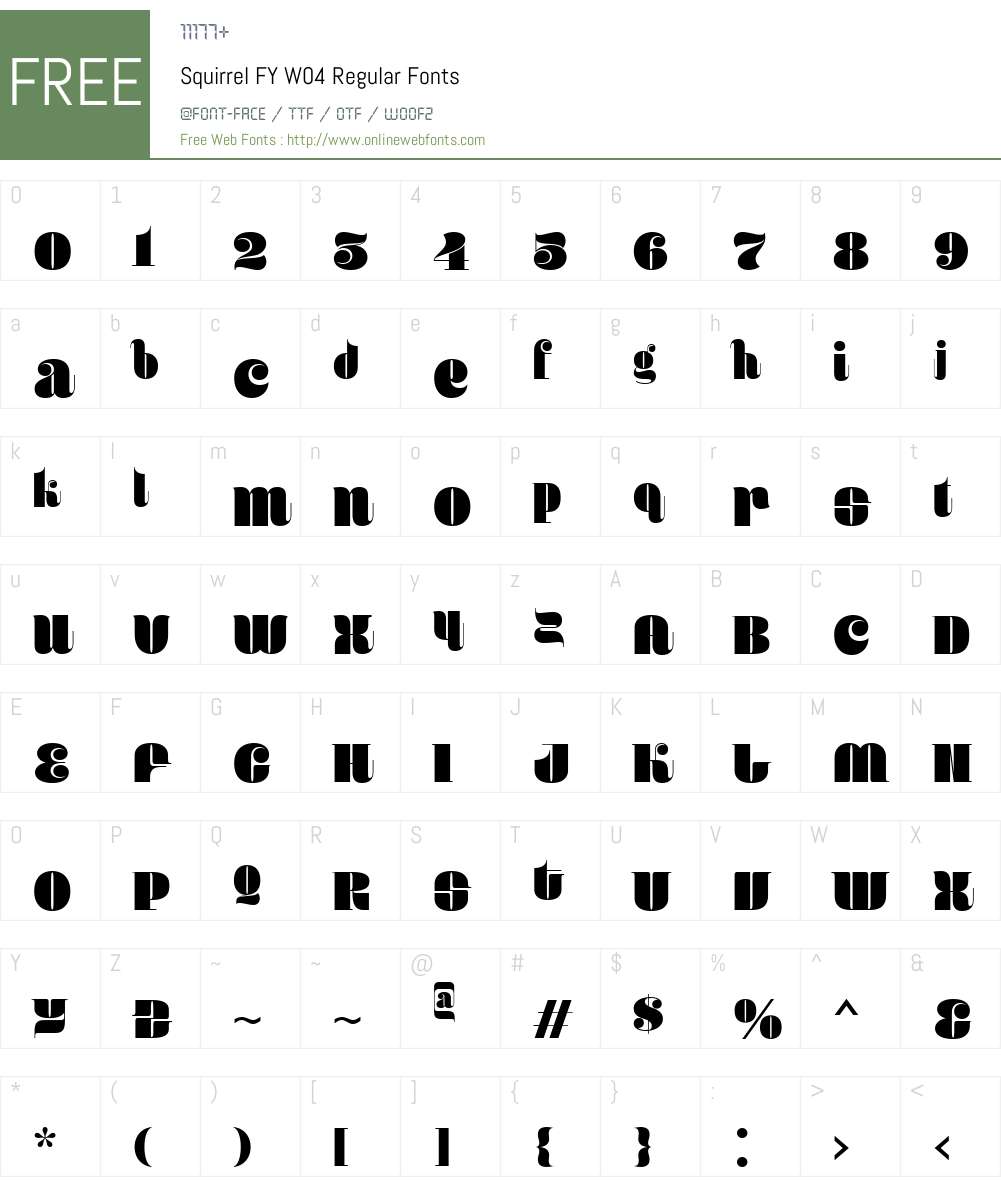 Squirrel FY Font Screenshots