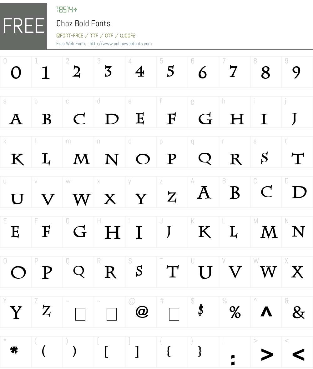 Chaz Font Screenshots