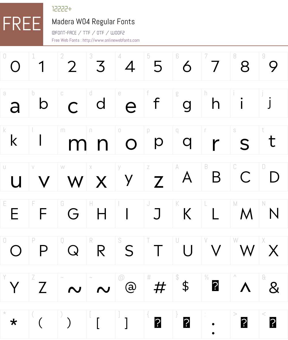 MaderaW04-Regular Font Screenshots