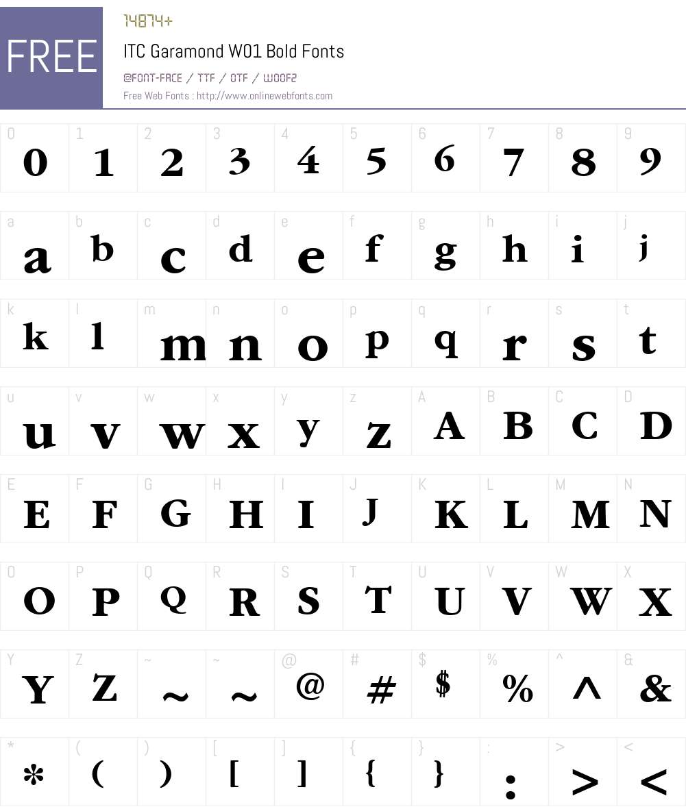 ITCGaramondW01-Bold Font Screenshots