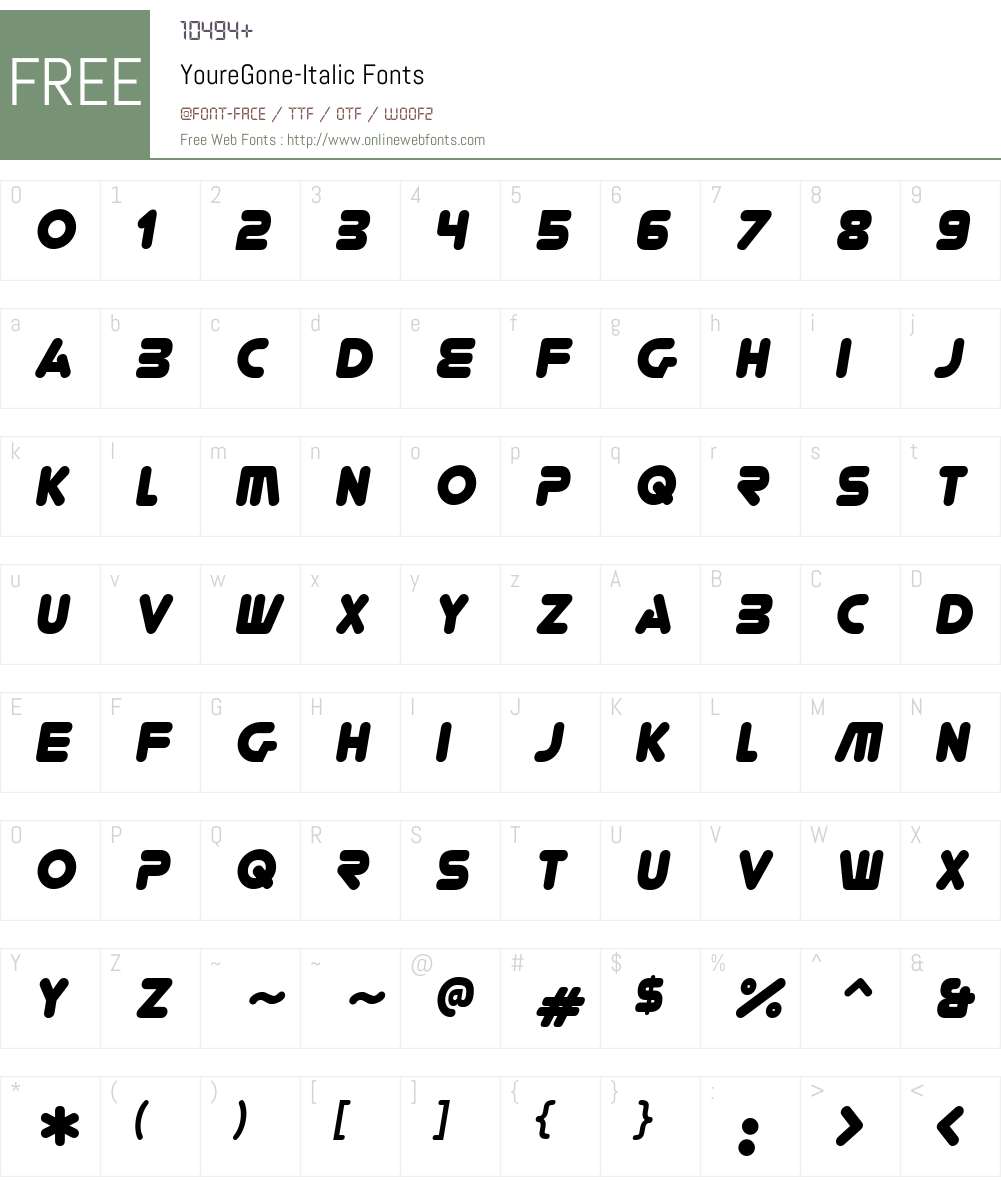 You're Gone Font Screenshots