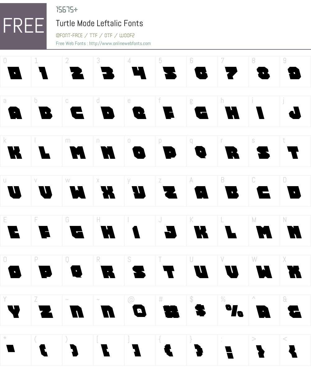 Turtle Mode Leftalic Font Screenshots