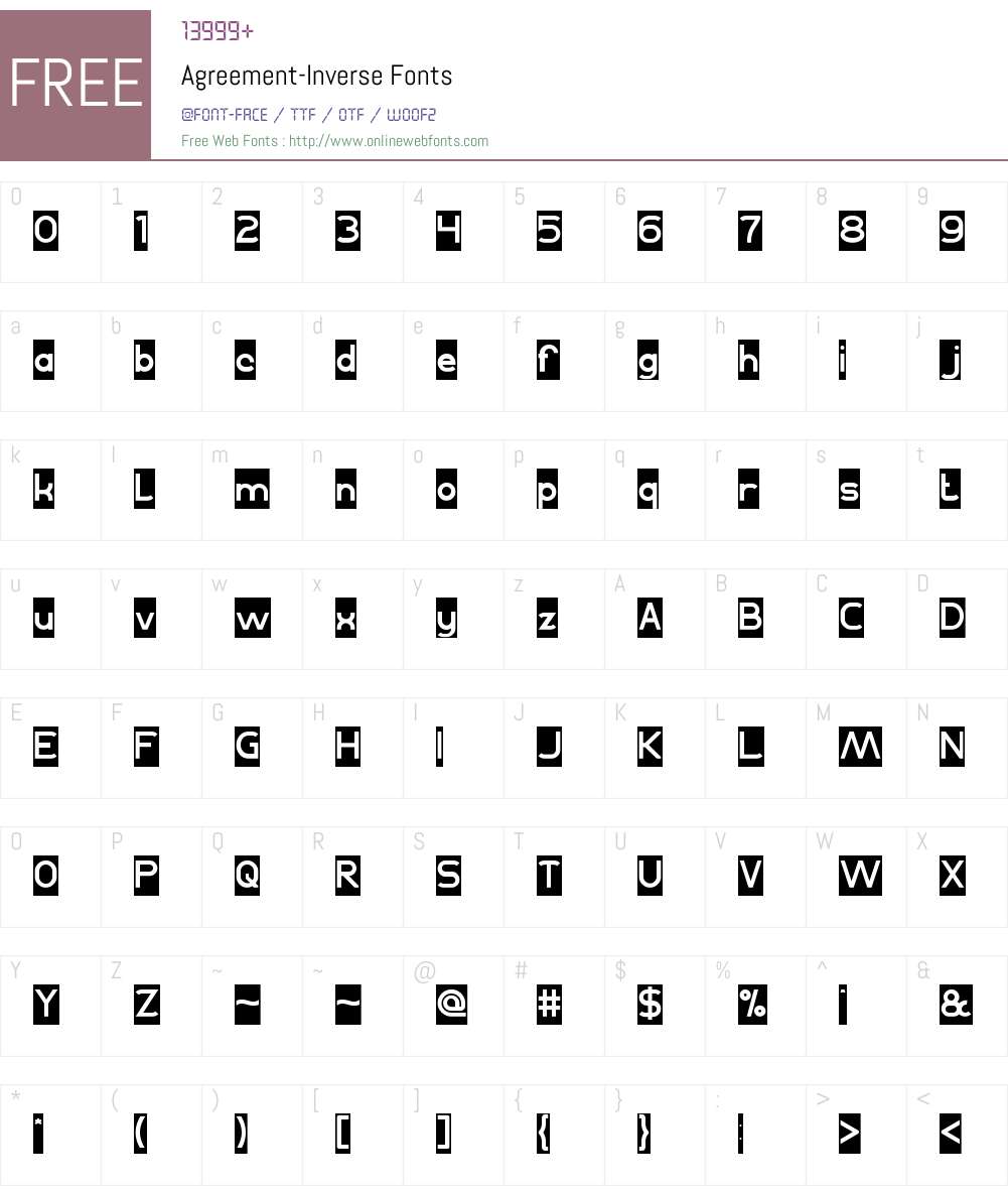 Agreement-Inverse Font Screenshots