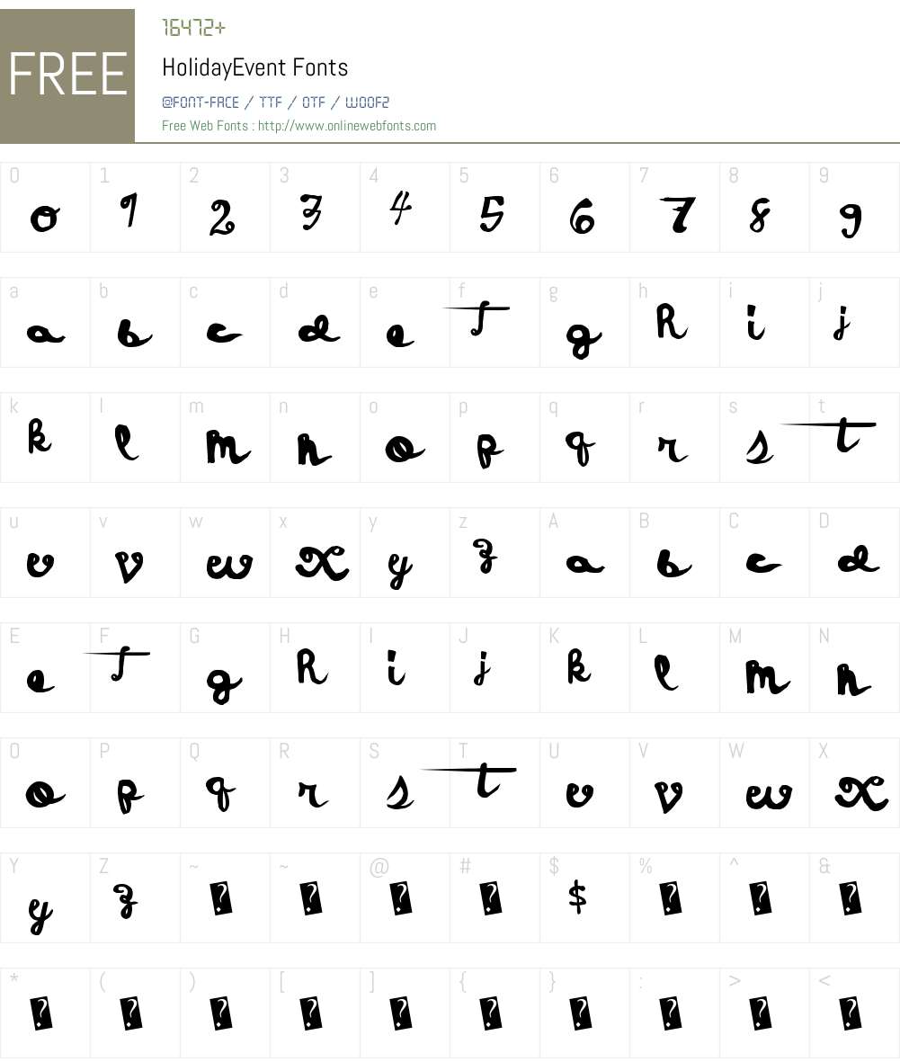 HolidayEvent Font Screenshots