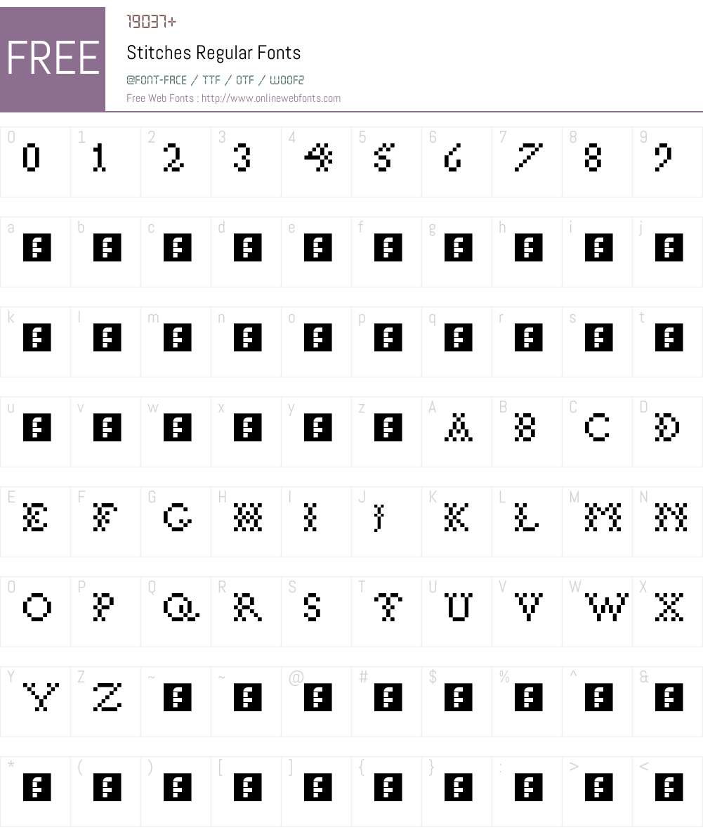 Stitches Font Screenshots