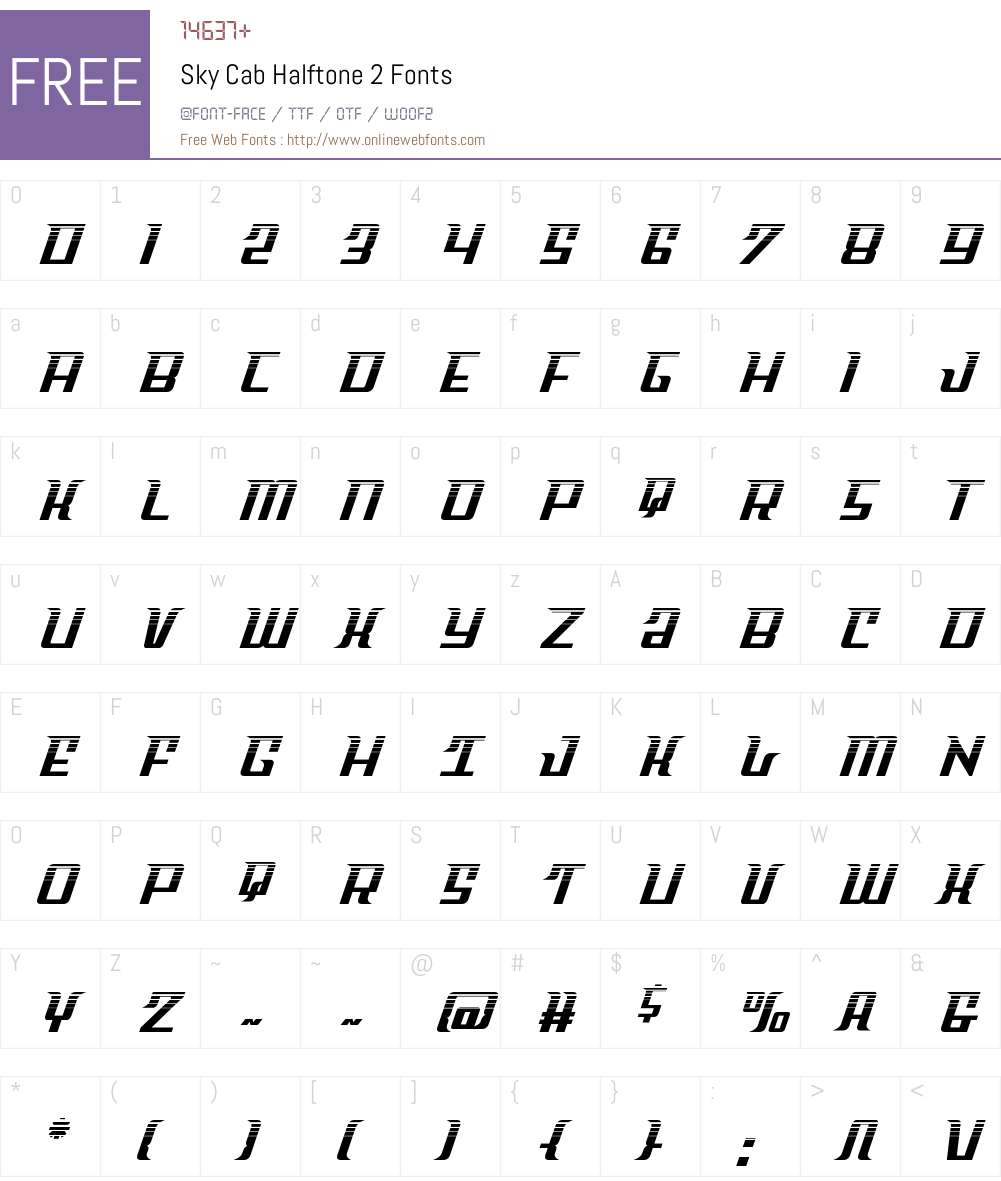 Sky Cab Halftone 2 Font Screenshots