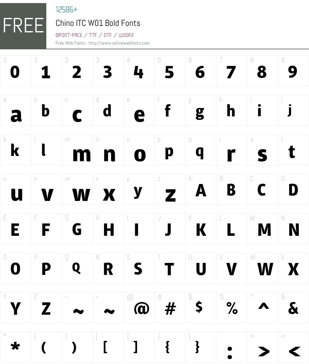 ChinoITCW01-Bold Font Screenshots