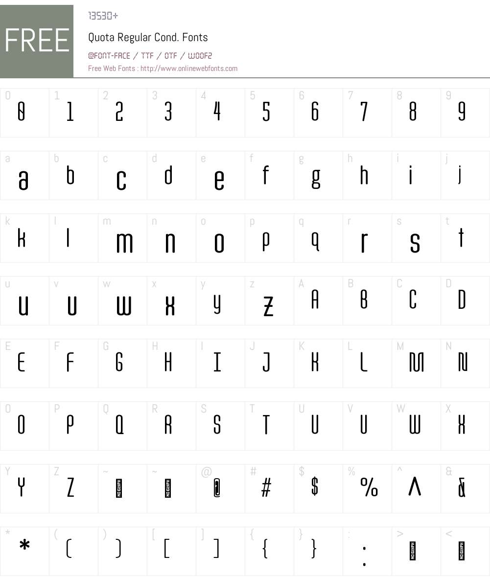 Quota Cond. Font Screenshots