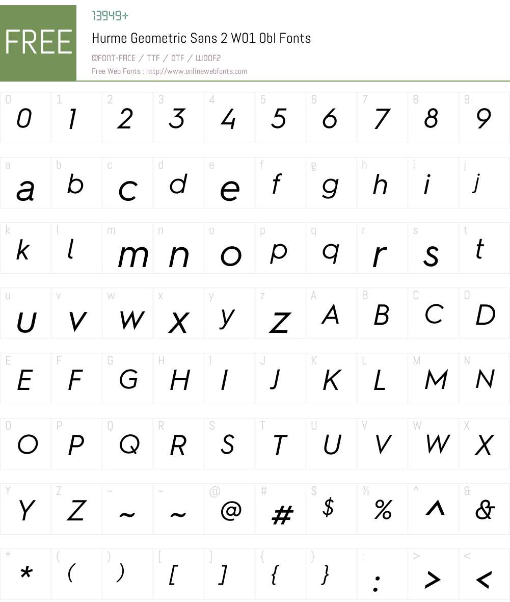 HurmeGeometricSans2W01-Obl Font Screenshots
