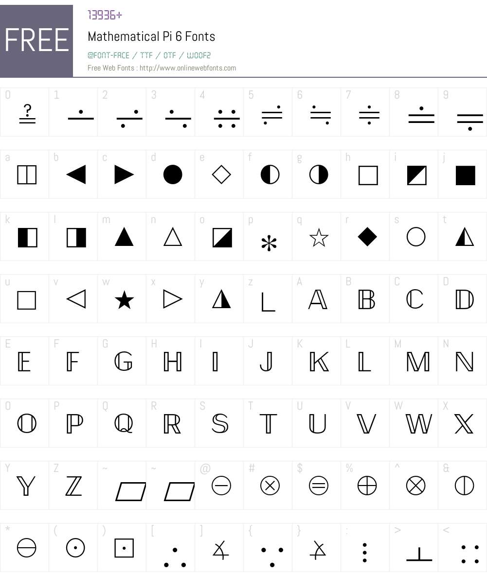 Mathematical Pi Font Screenshots