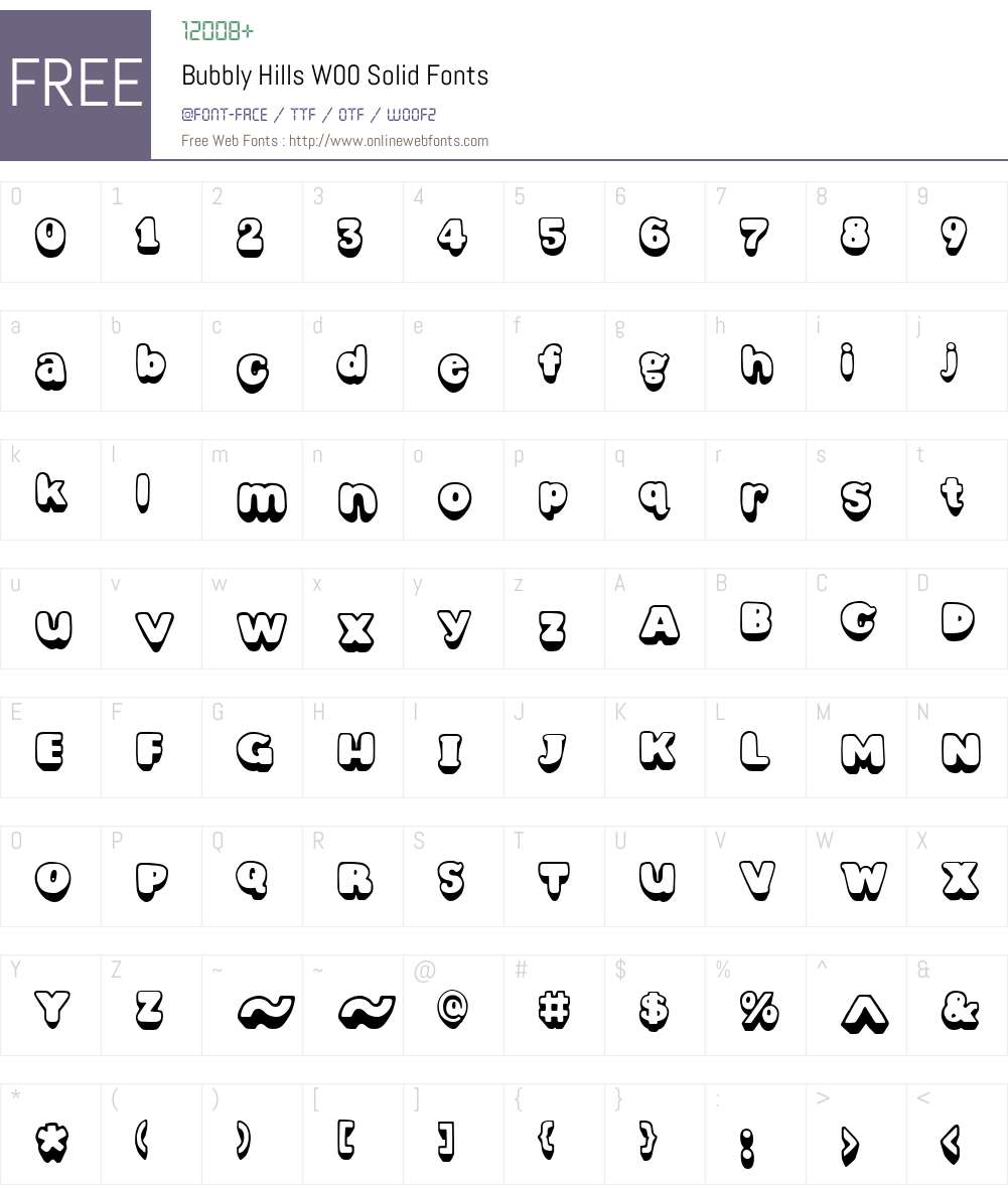 BubblyHillsW00-Solid Font Screenshots