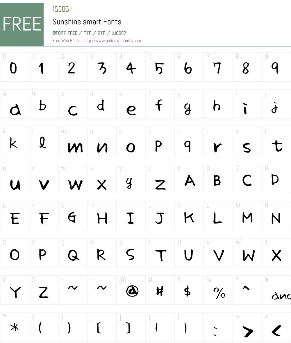 Sunshine smart Font Screenshots