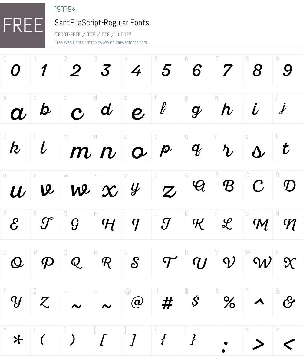 SantEliaScript-Regular Font Screenshots