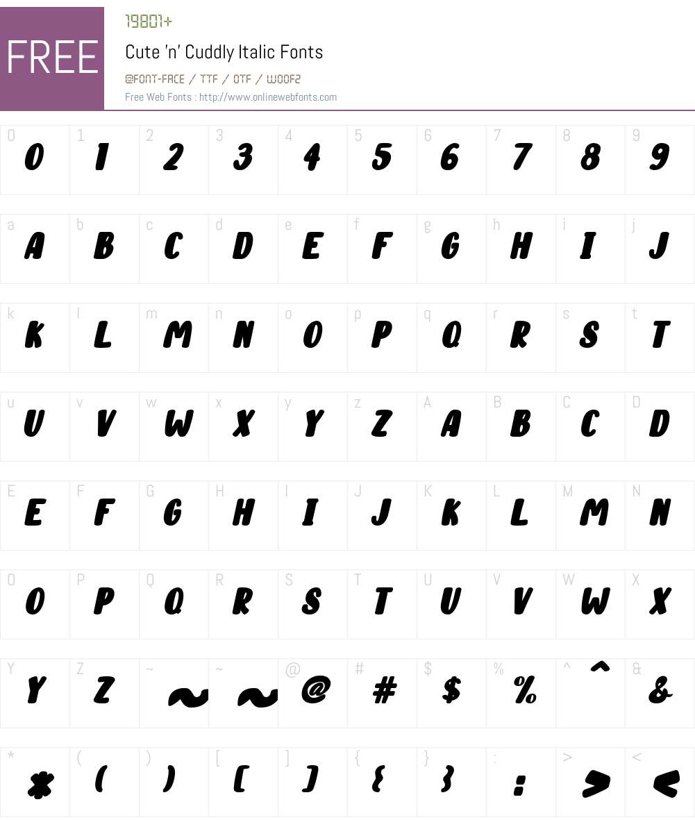 Cute 'n' Cuddly Font Screenshots