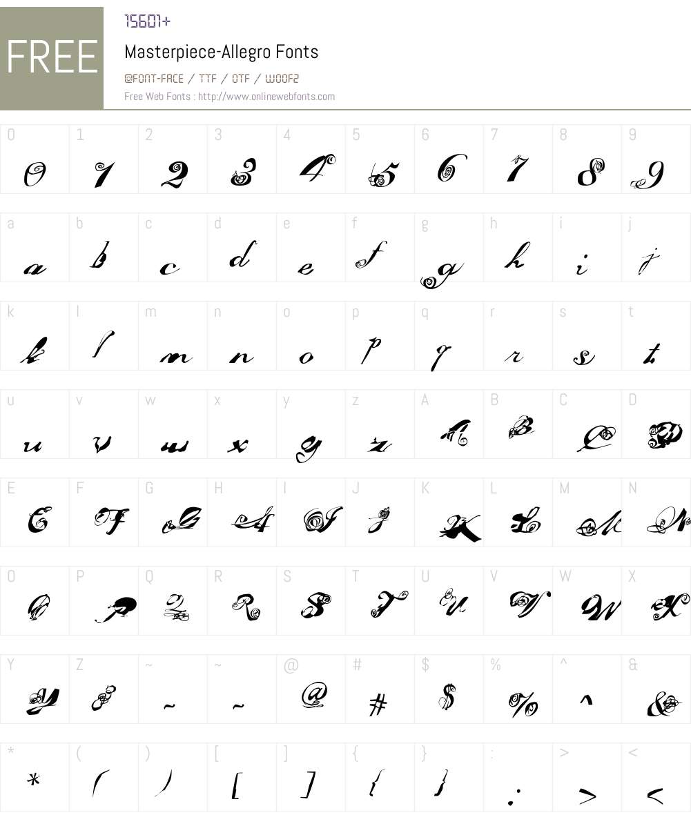 Masterpiece Font Screenshots