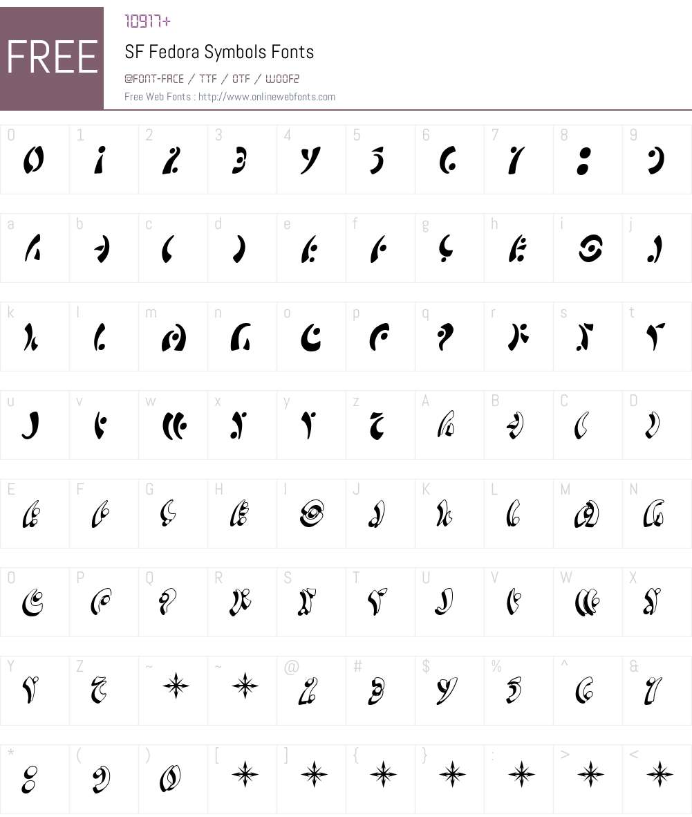 SF Fedora Symbols Font Screenshots