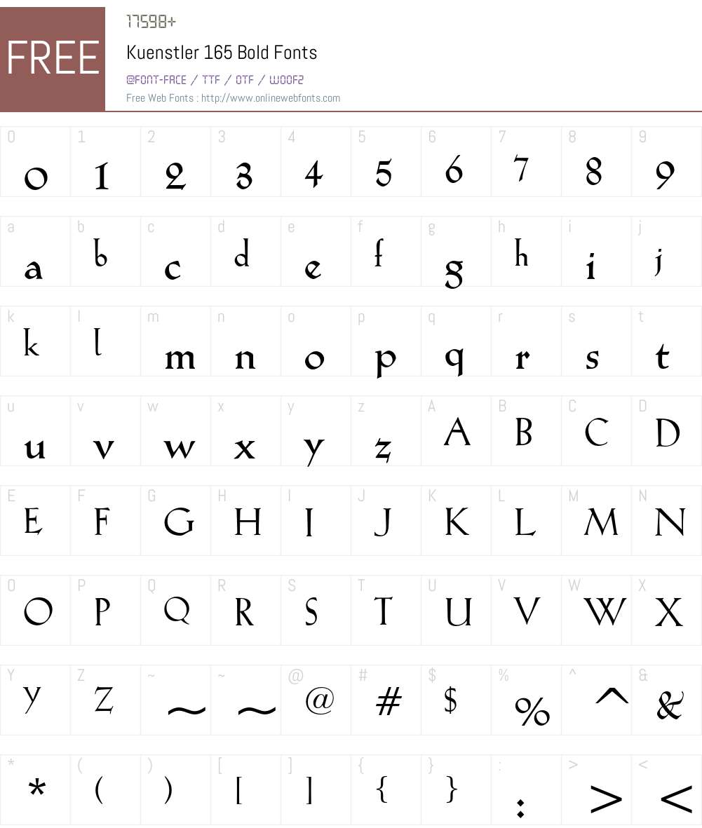 Kuenstler 165 Font Screenshots