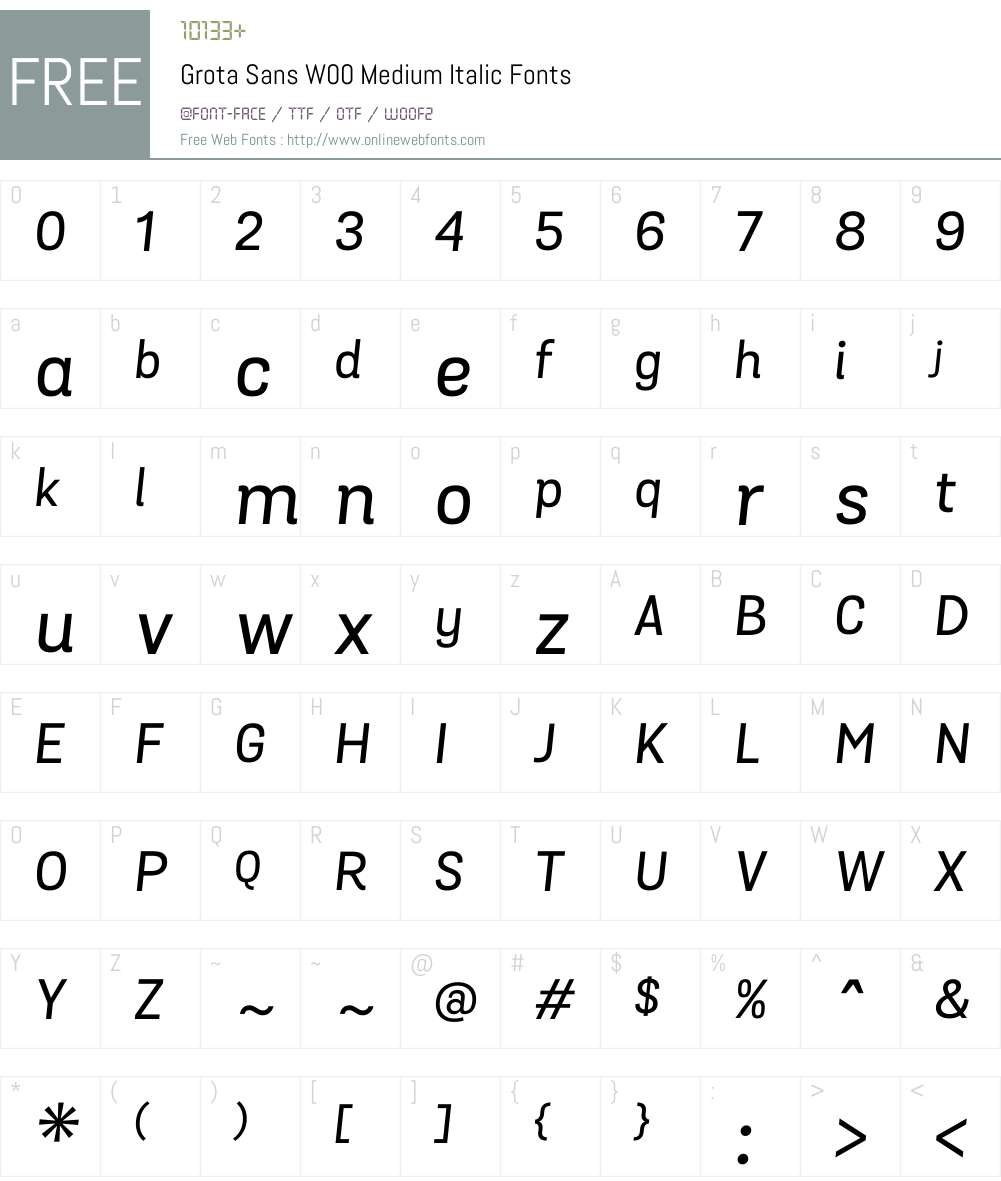 GrotaSansW00-MediumItalic Font Screenshots