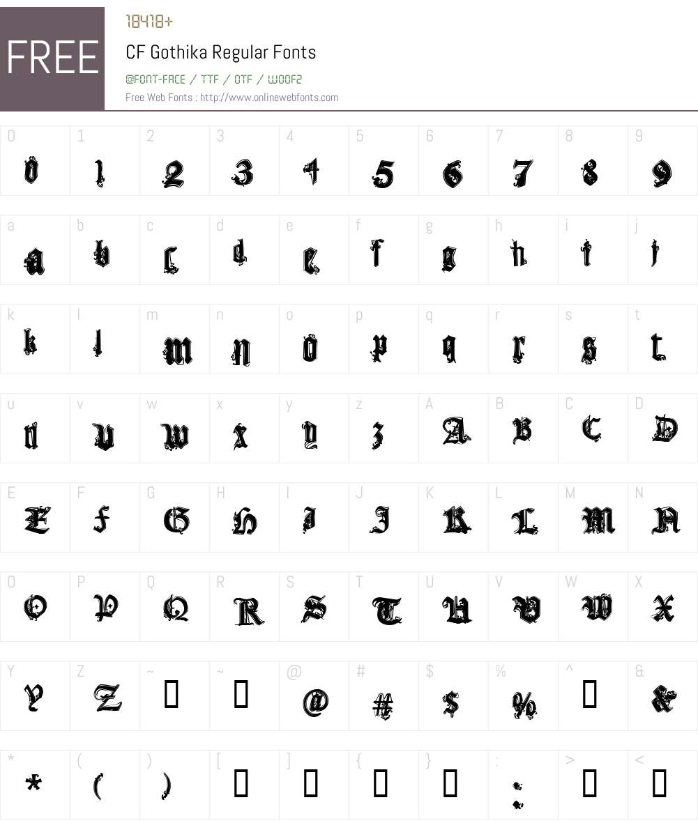 CF Gothika Font Screenshots