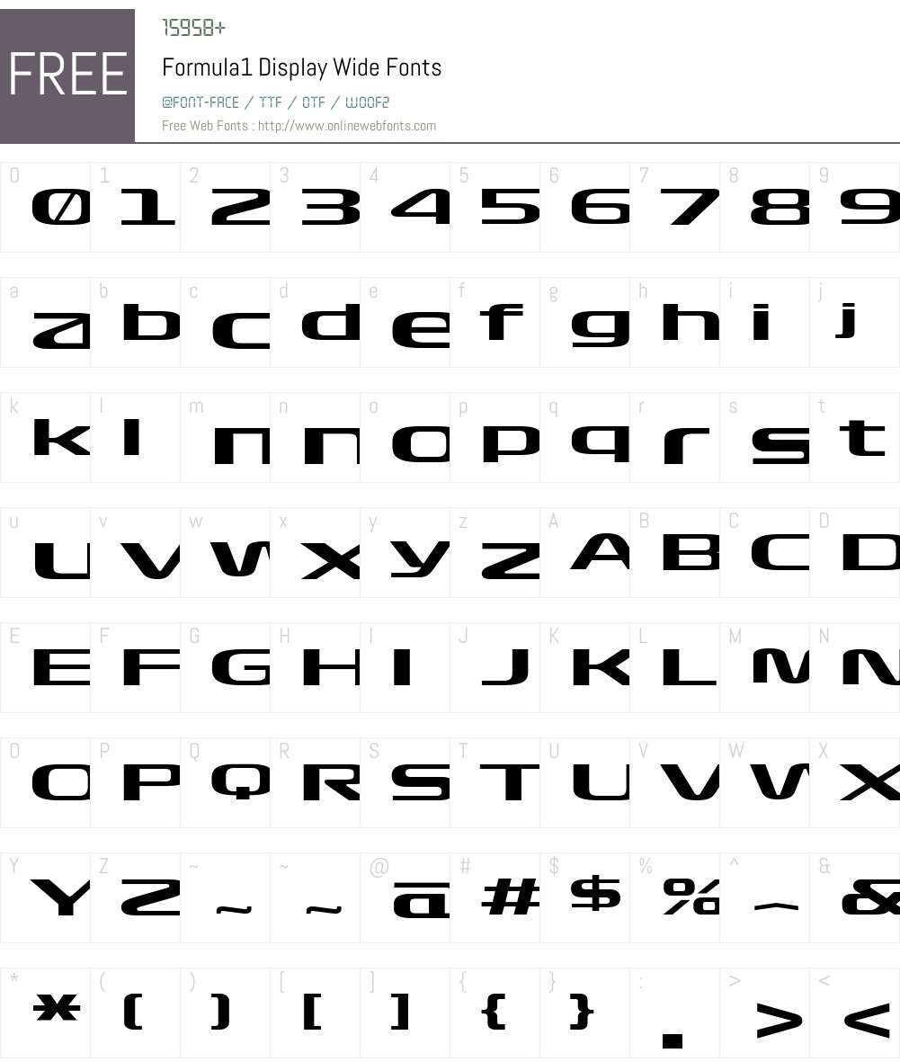 Formula1 Display Wide Font Screenshots