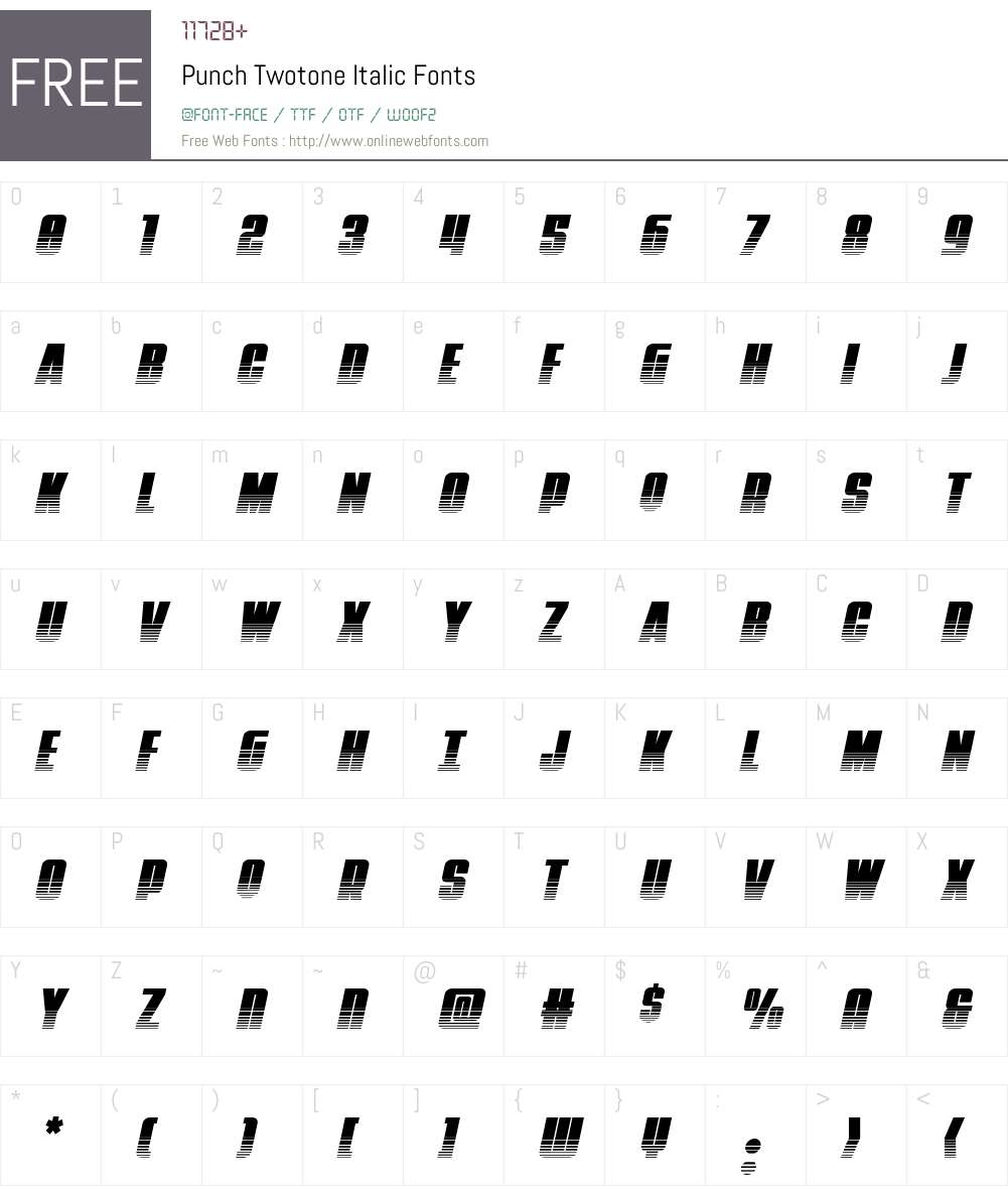 Punch Twotone Italic Font Screenshots
