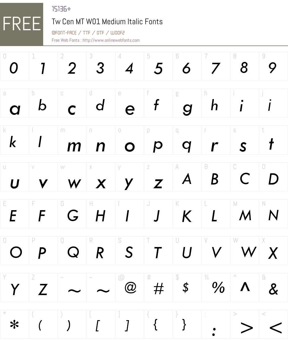 Tw Cen MT W01 Font Screenshots