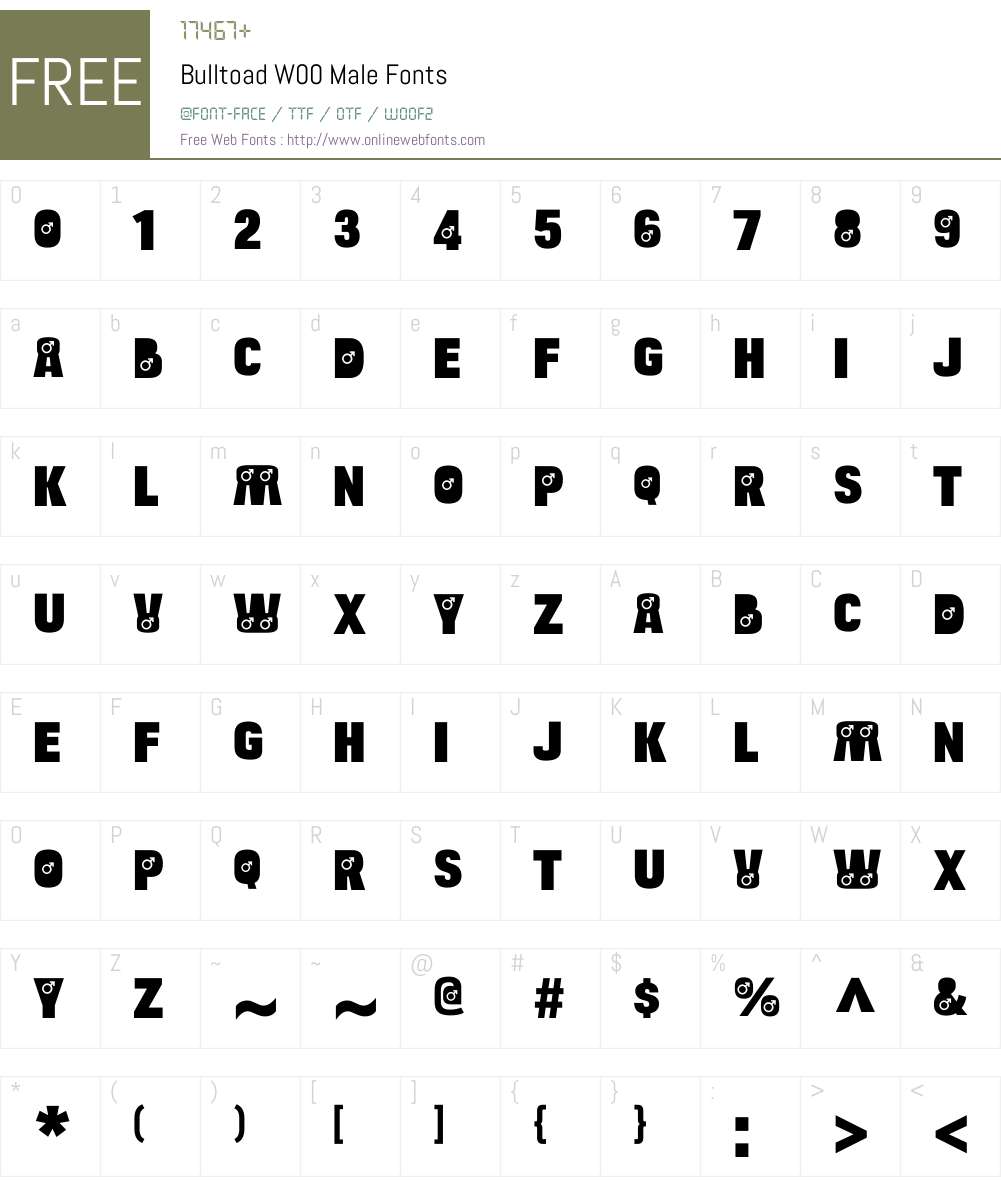 BulltoadW00-Male Font Screenshots