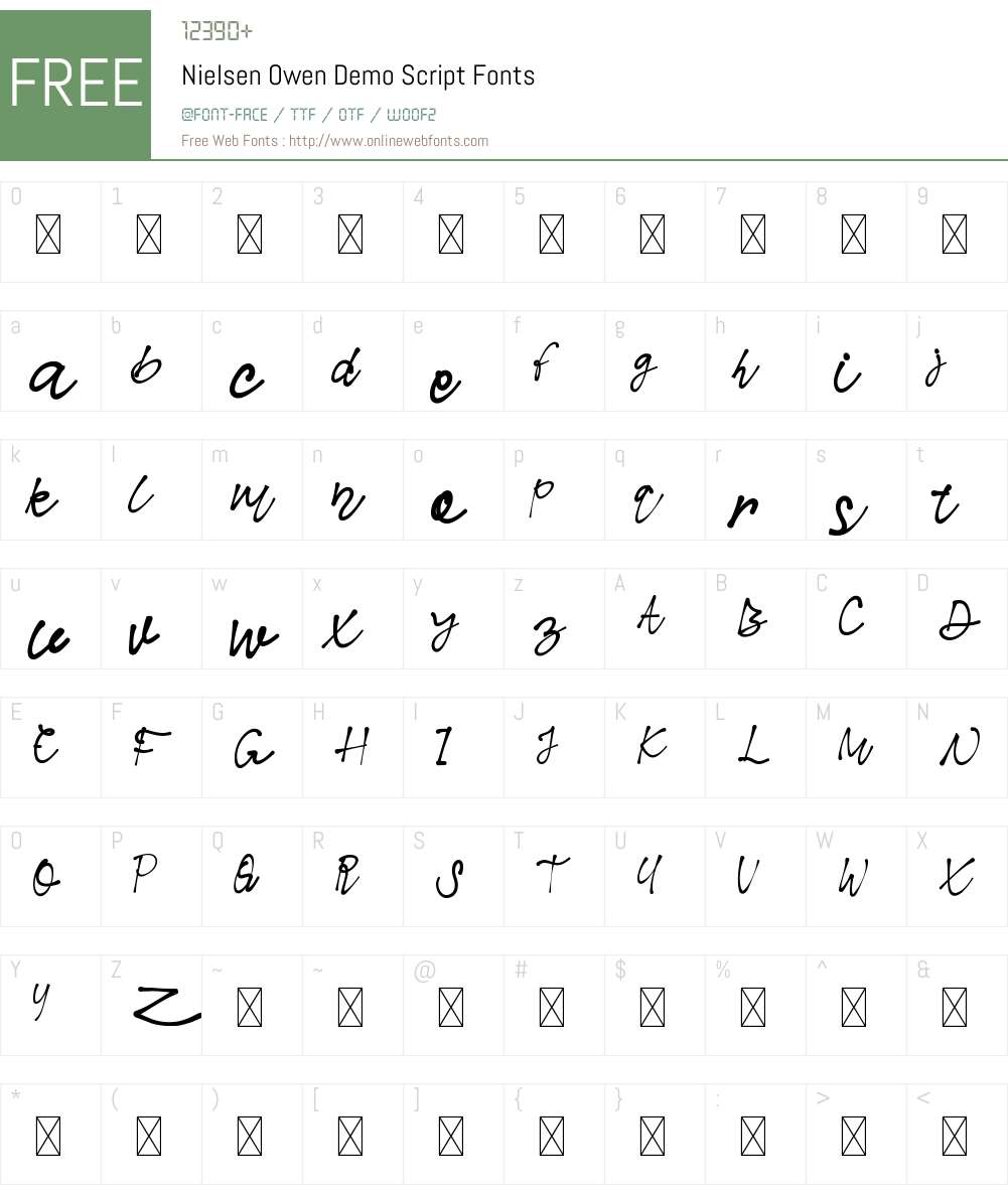 Nielsen Owen Demo Script Font Screenshots