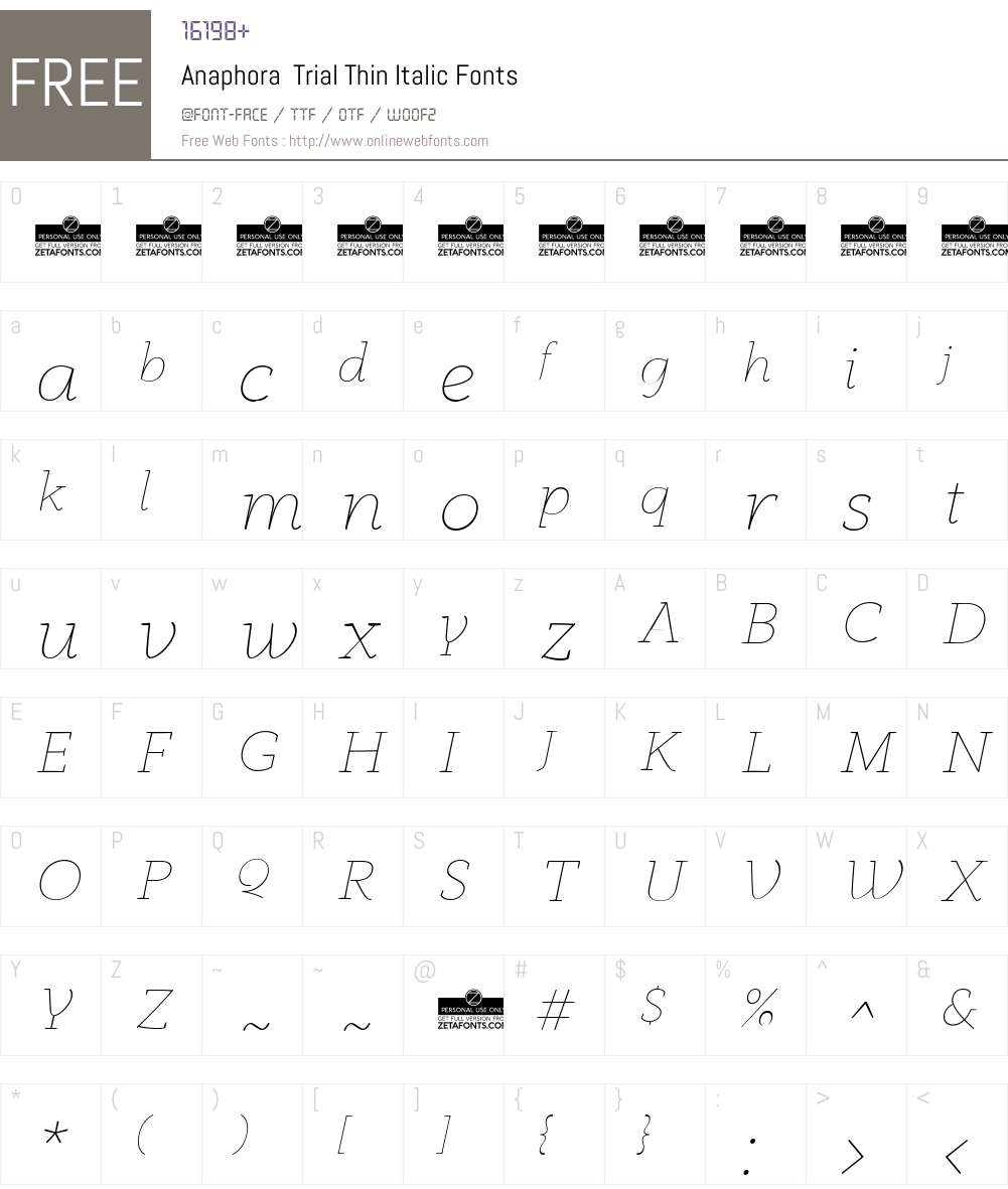 Anaphora Trial Font Screenshots