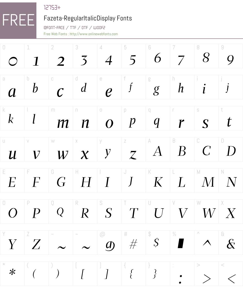 Fazeta-RegularItalicDisplay Font Screenshots