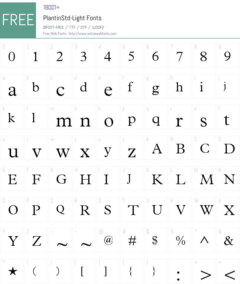 Plantin Std Light Font Screenshots