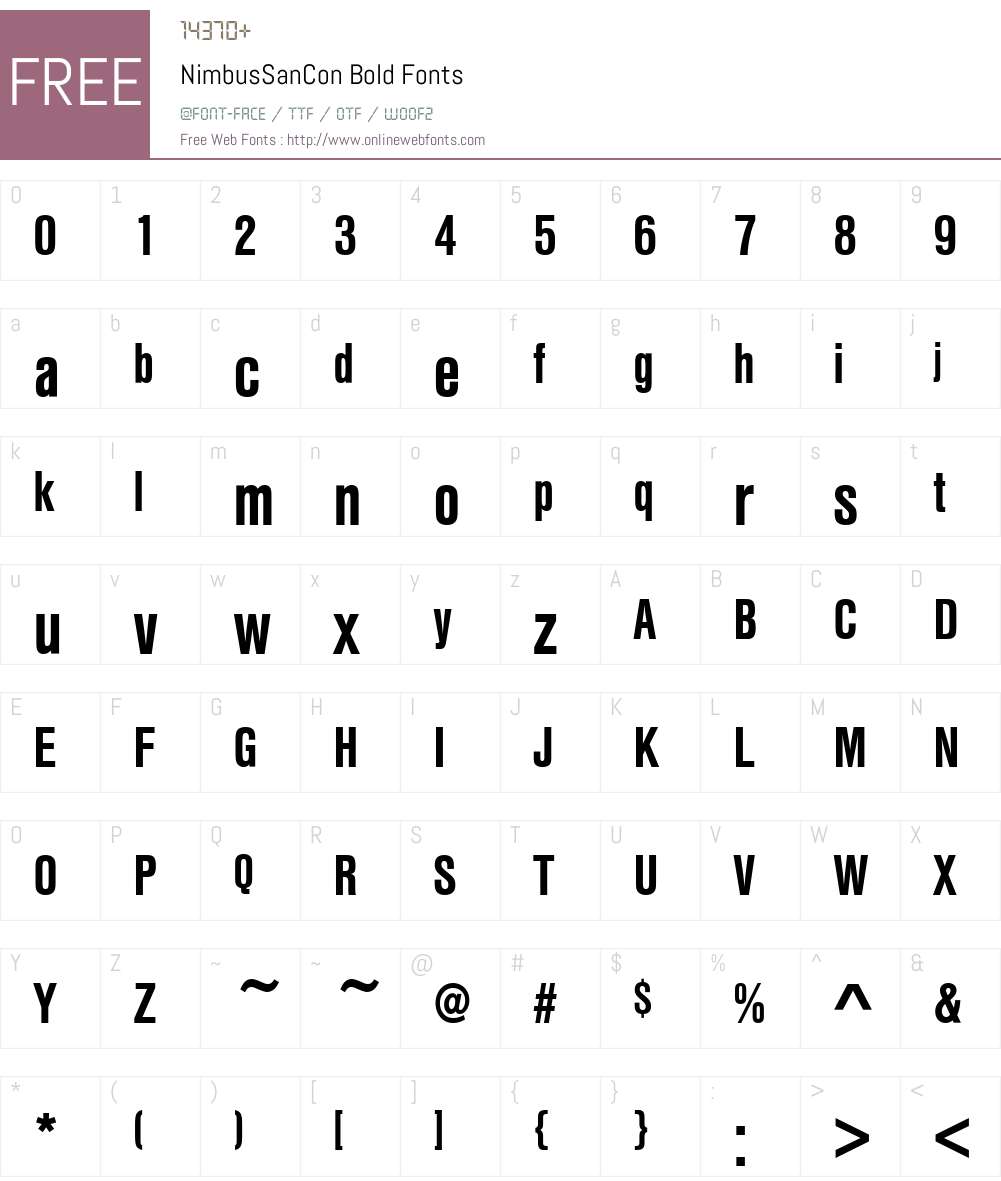 NimbusSanCon Bold Font Screenshots