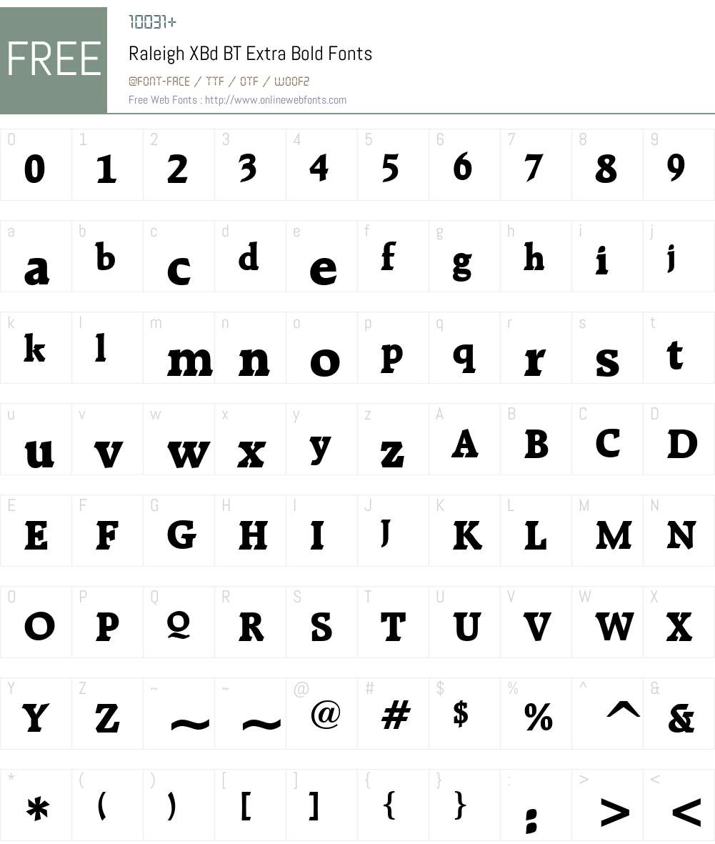 Raleigh XBd BT Font Screenshots