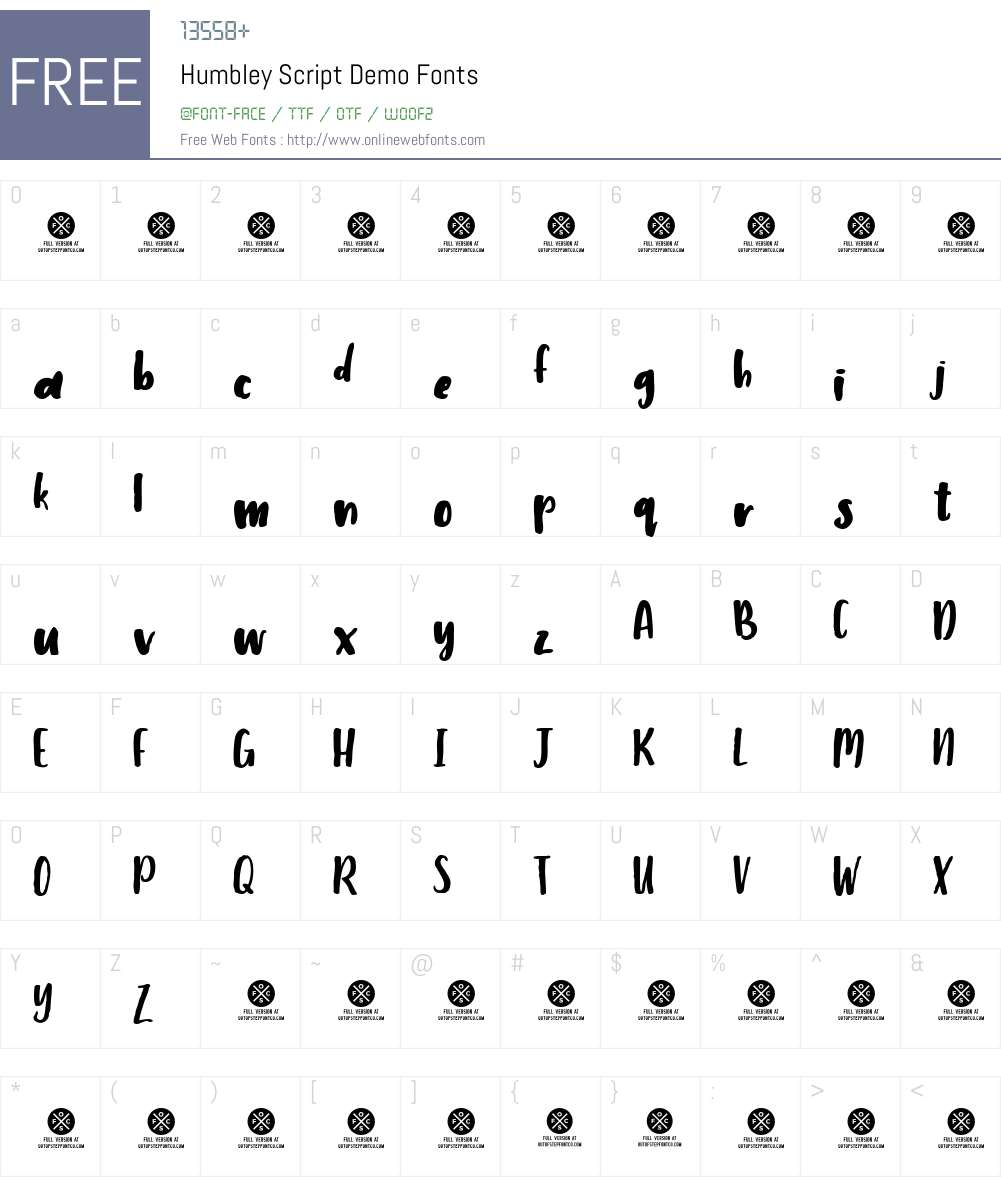 Humbley Script Demo Font Screenshots