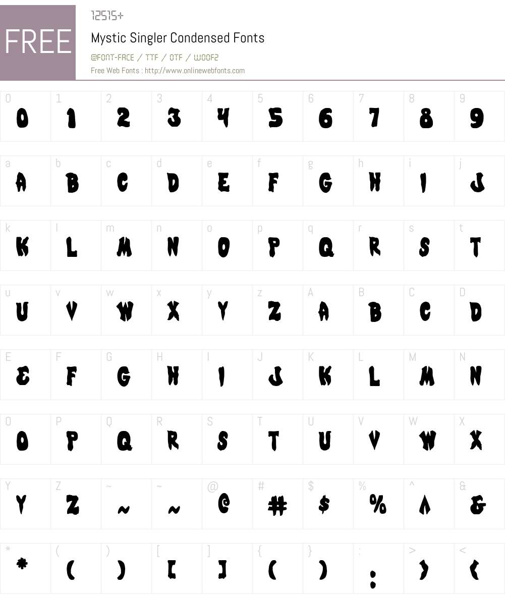 Mystic Singler Condensed Font Screenshots