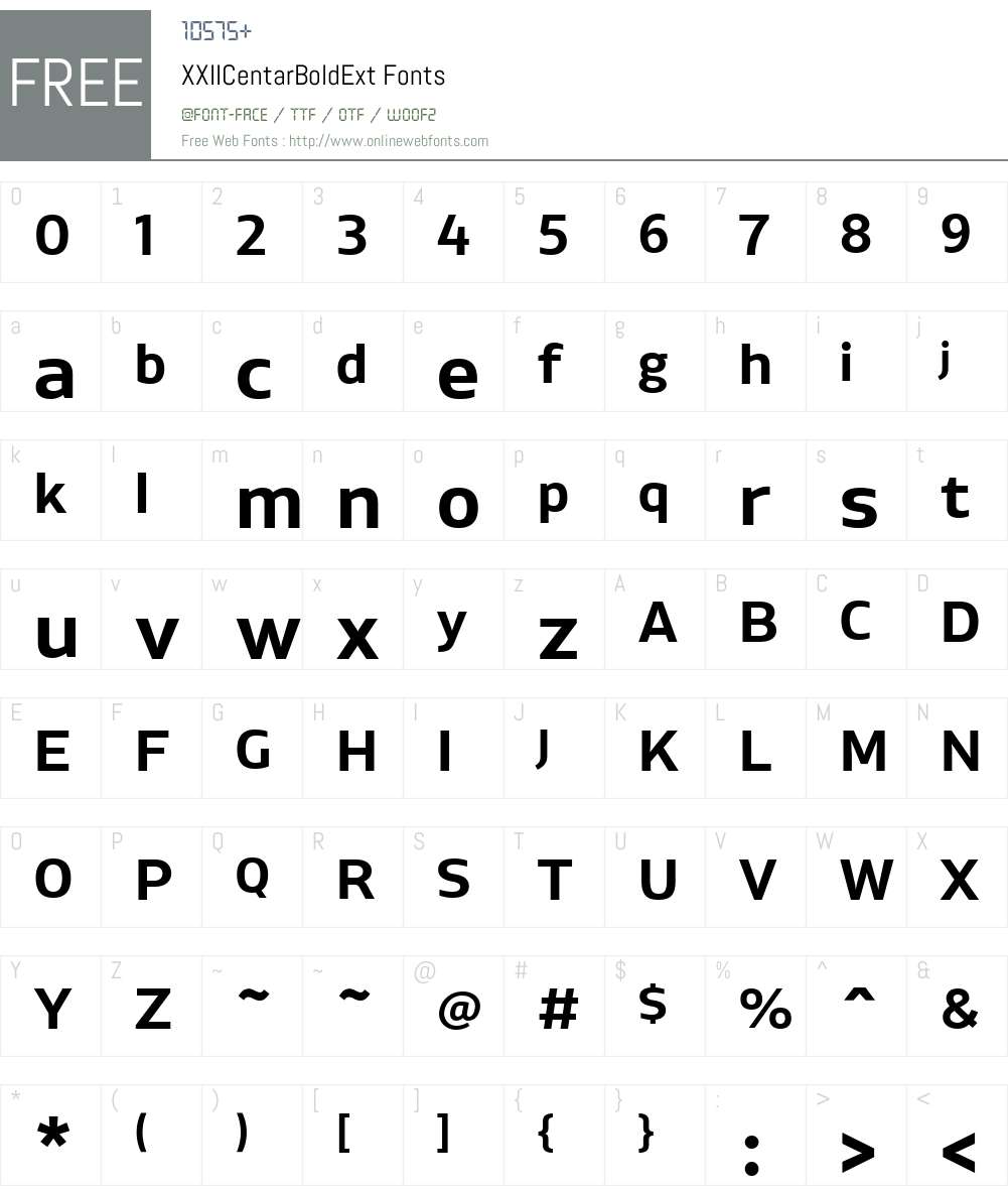 XXIICentarBoldExt Font Screenshots