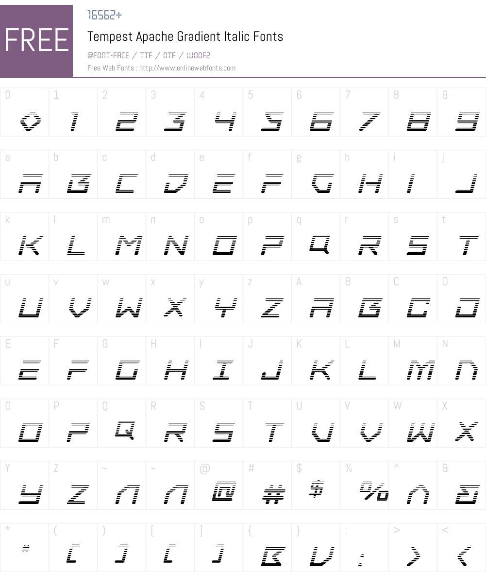 Tempest Apache Gradient Italic Font Screenshots