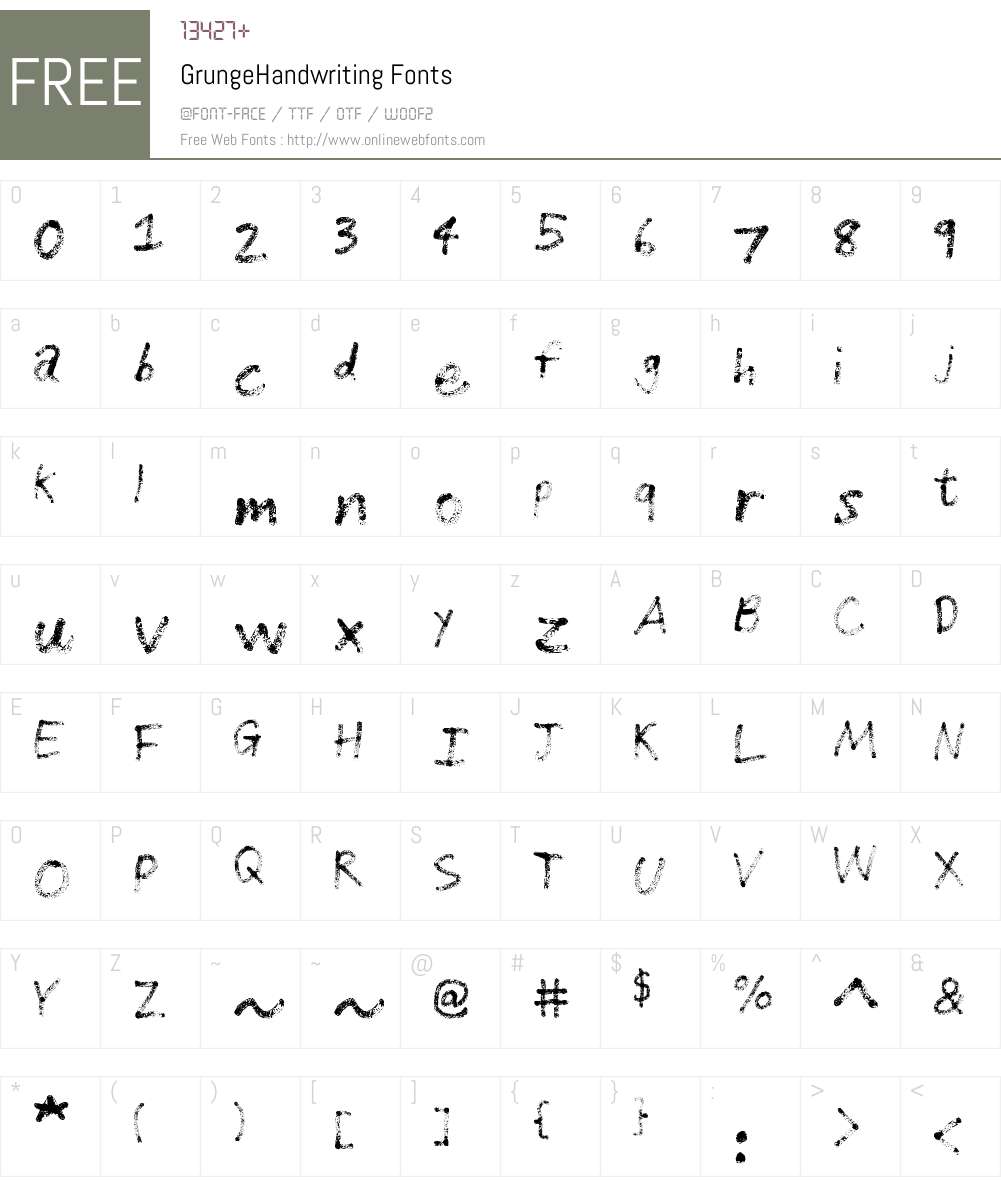 Grunge Handwriting Font Screenshots