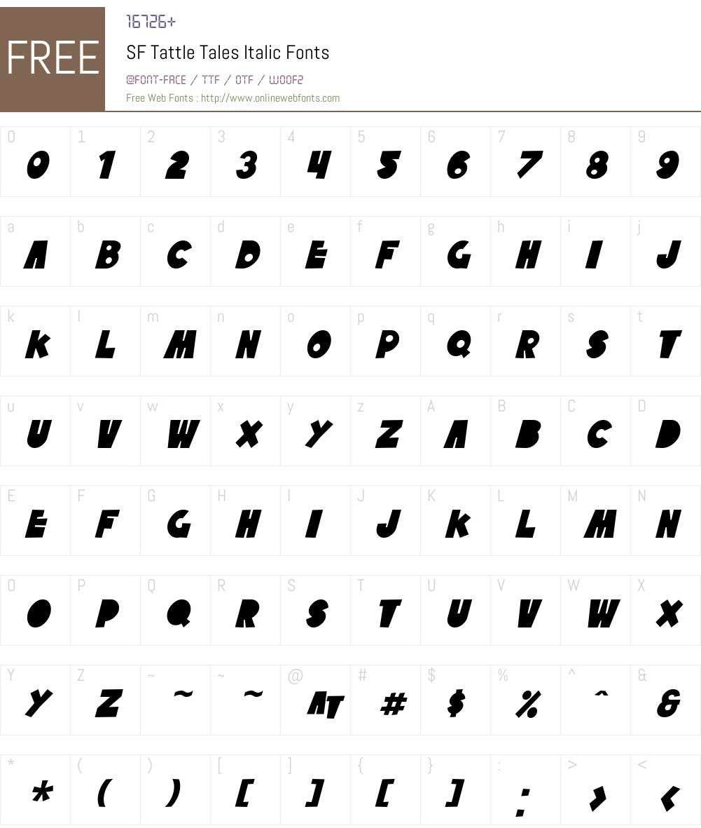 SF Tattle Tales Font Screenshots