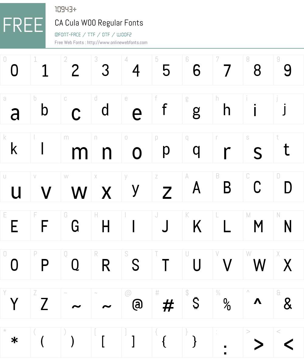 CACulaW00-Regular Font Screenshots