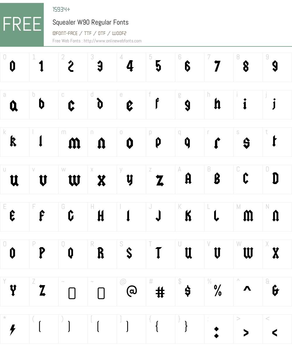 SquealerW90-Regular Font Screenshots