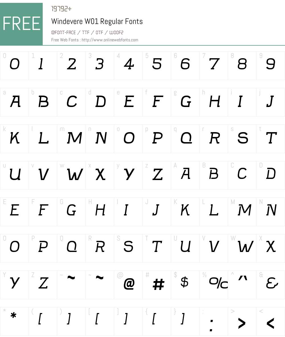 WindevereW01-Regular Font Screenshots